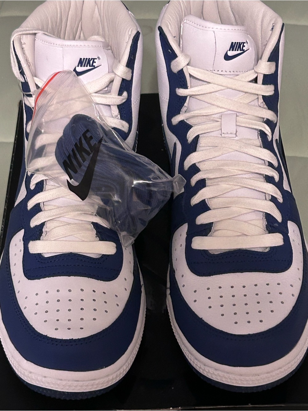 Nike Men’s High-Top Sneakers — White & Navy Blue